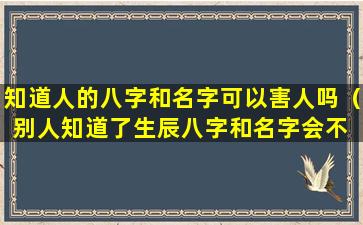 知道人的八字和名字可以害人吗（别人知道了生辰八字和名字会不 🐧 会能害到我）